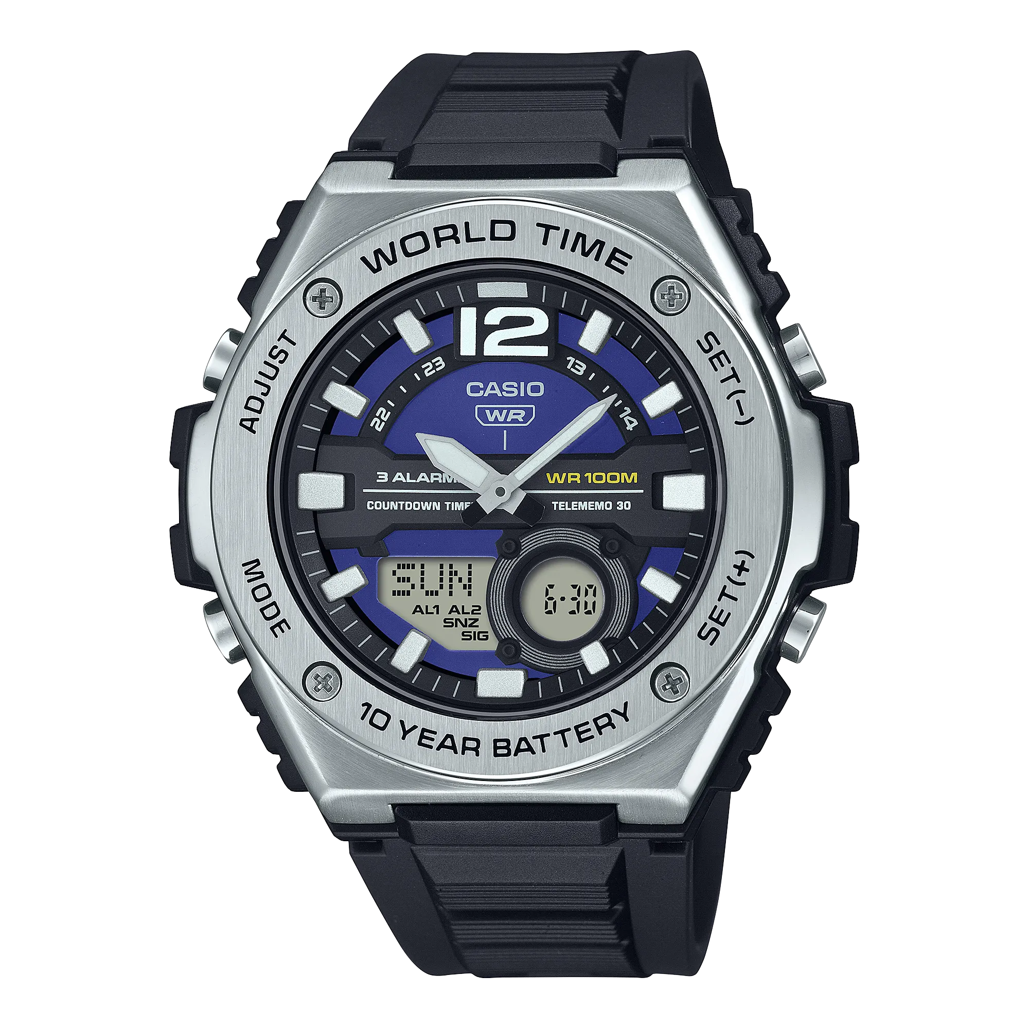 Casio Standard Black Resin Band Purple Dial Watch MWQ100-2A