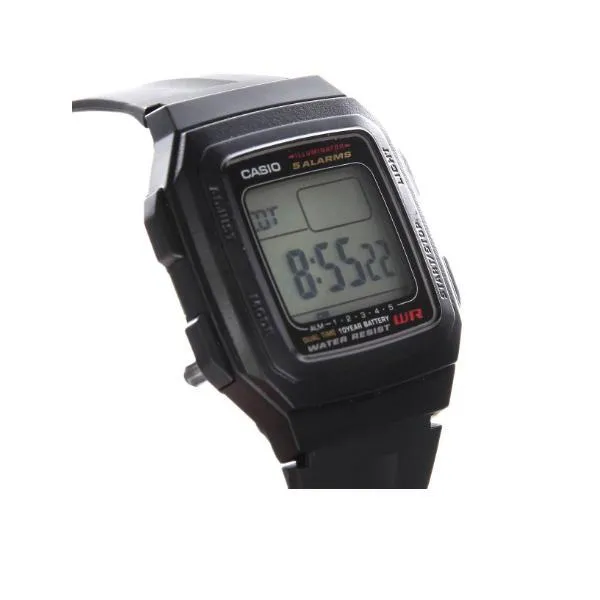 Casio Standard F-201WA-1ADF Black Resin Watch for Men and Women