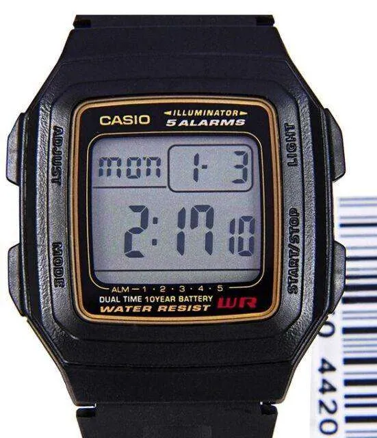 Casio Standard F-201WA-9ADF Black Resin Watch for Men and Women