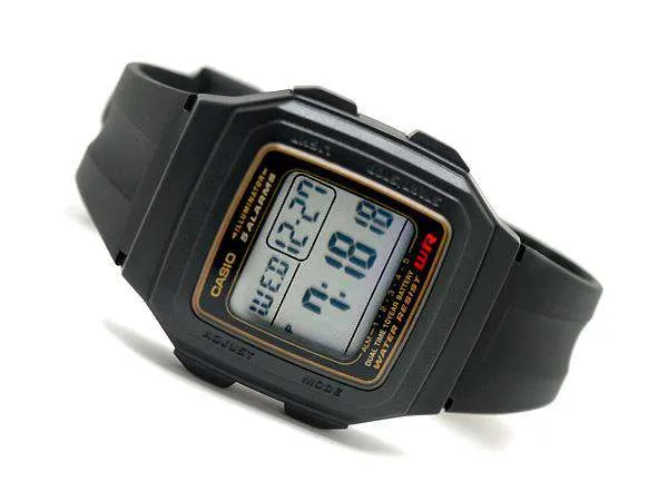 Casio Standard F-201WA-9ADF Black Resin Watch for Men and Women