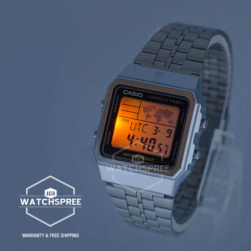 Casio Vintage Standard Digital Silver Stainless Steel Band Watch A500WA-1D
