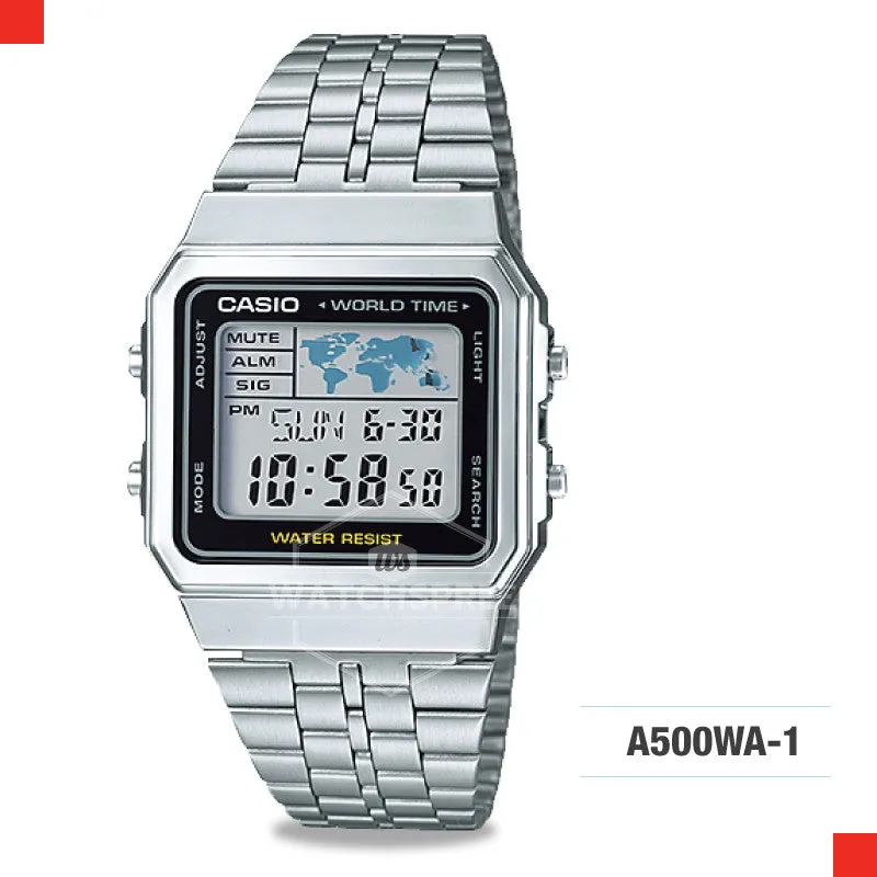 Casio Vintage Standard Digital Silver Stainless Steel Band Watch A500WA-1D