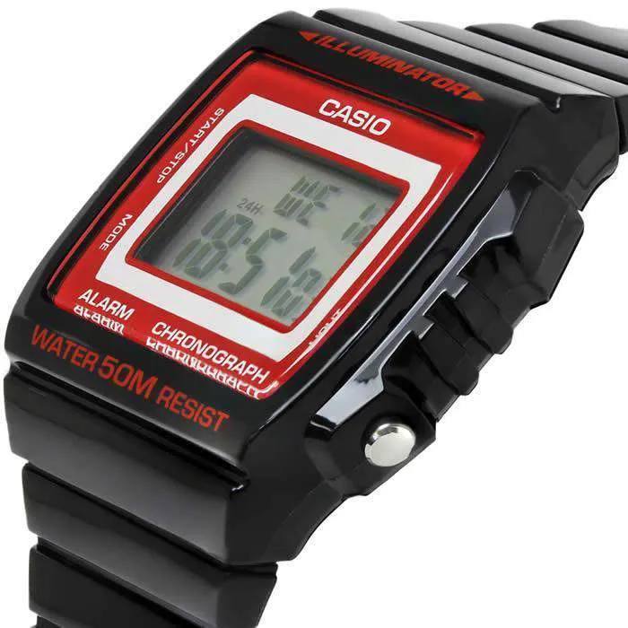 Casio W-215H-1A2 Black Resin Strap Watch for Men and Women