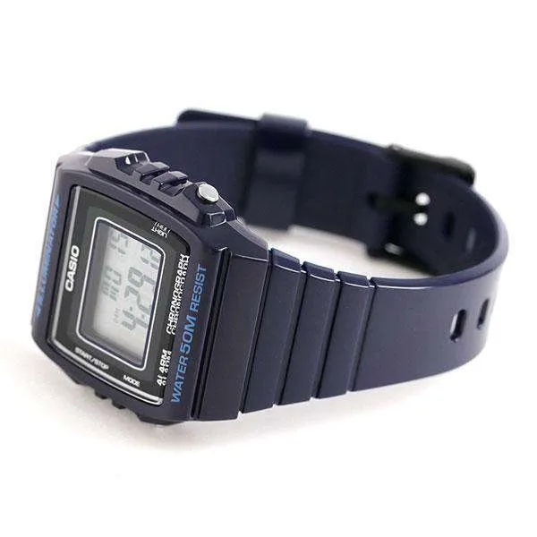 Casio W-215H-2A Navy Blue Resin Strap Watch For Men and Women