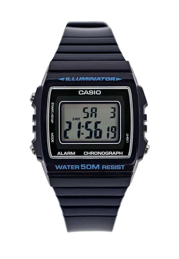 Casio W-215H-2A Navy Blue Resin Strap Watch For Men and Women