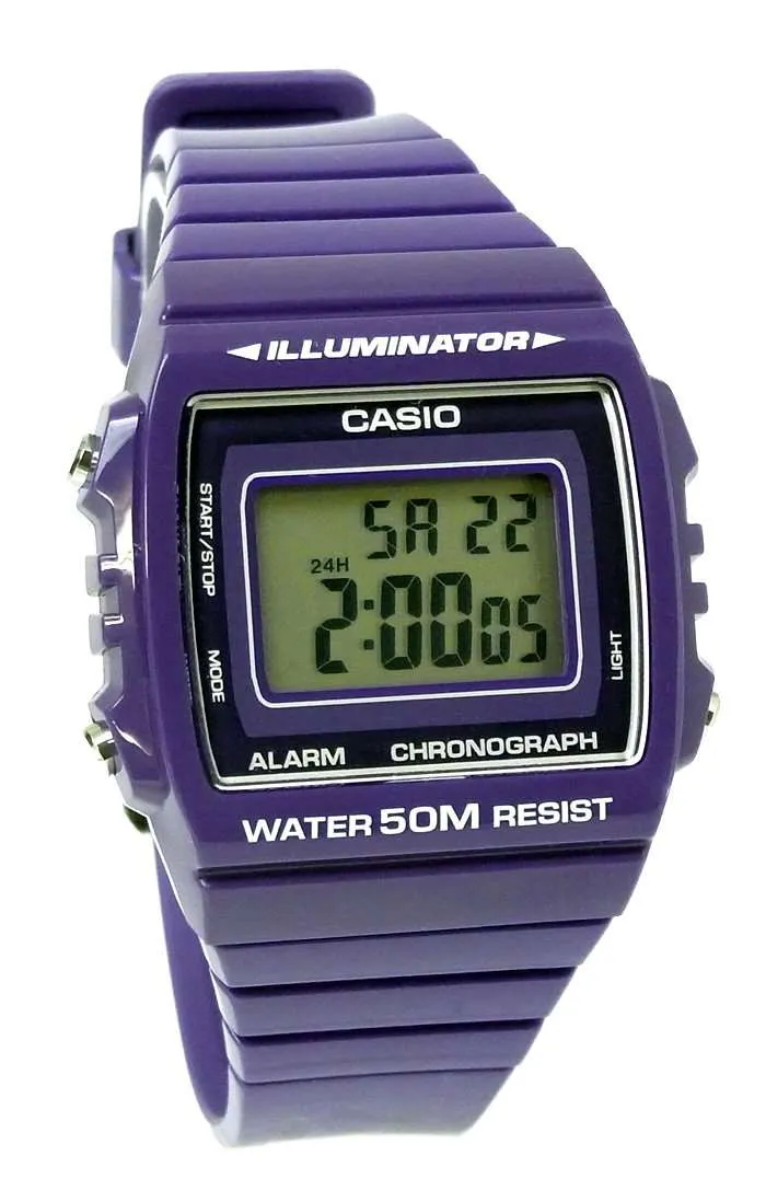 Casio W-215H-6A Purple Resin Strap Watch For Men and Women