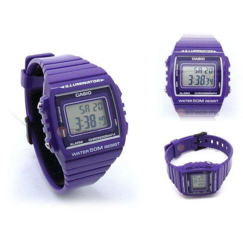 Casio W-215H-6A Purple Resin Strap Watch For Men and Women