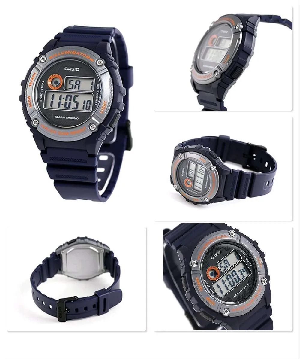 Casio W-216H-2B Blue Resin Digital Watch for Men