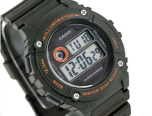 Casio W-216H-3B Green Resin Digital Watch for Men