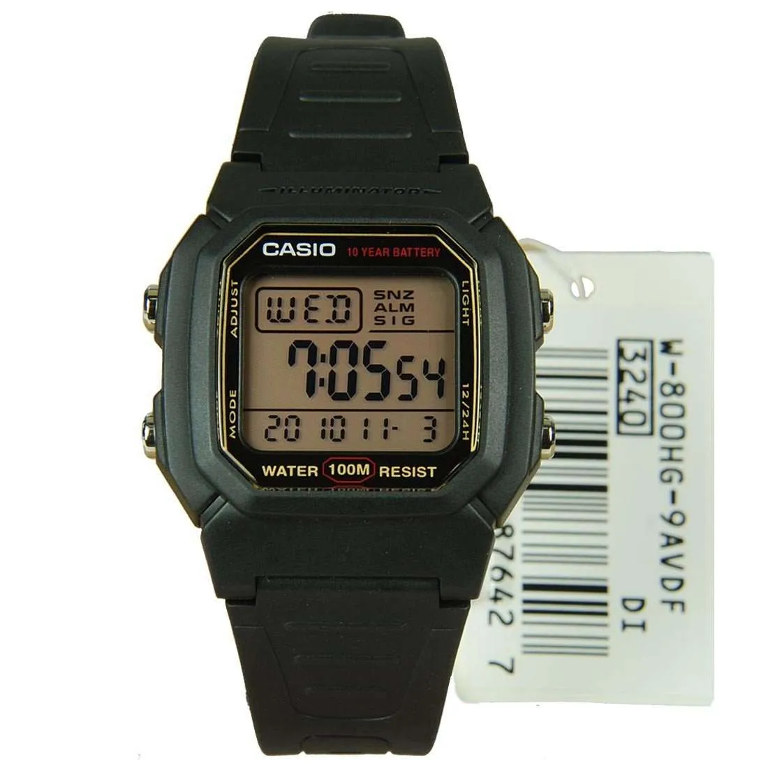 Casio W-800HG-9AVDF Black Resin Watch for Men and Women