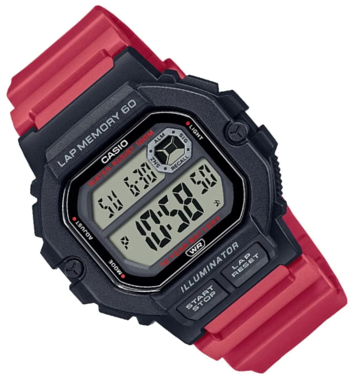 Casio WS-1400H-4A Red Resin Strap Watch for Men