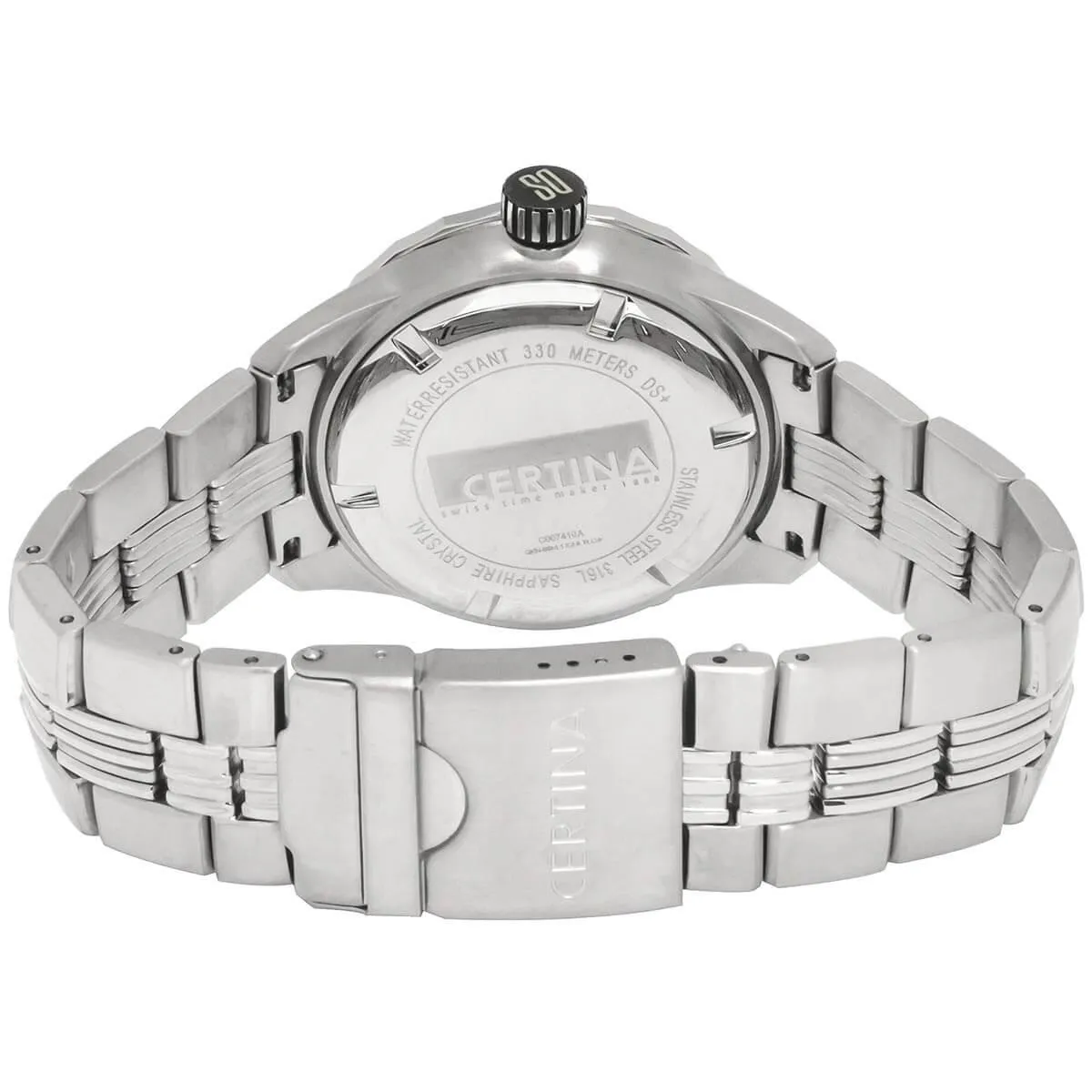 Certina Men's Quartz Watch - DS Blue Ribbon Black Dial Bracelet | C007.410.11.051.00