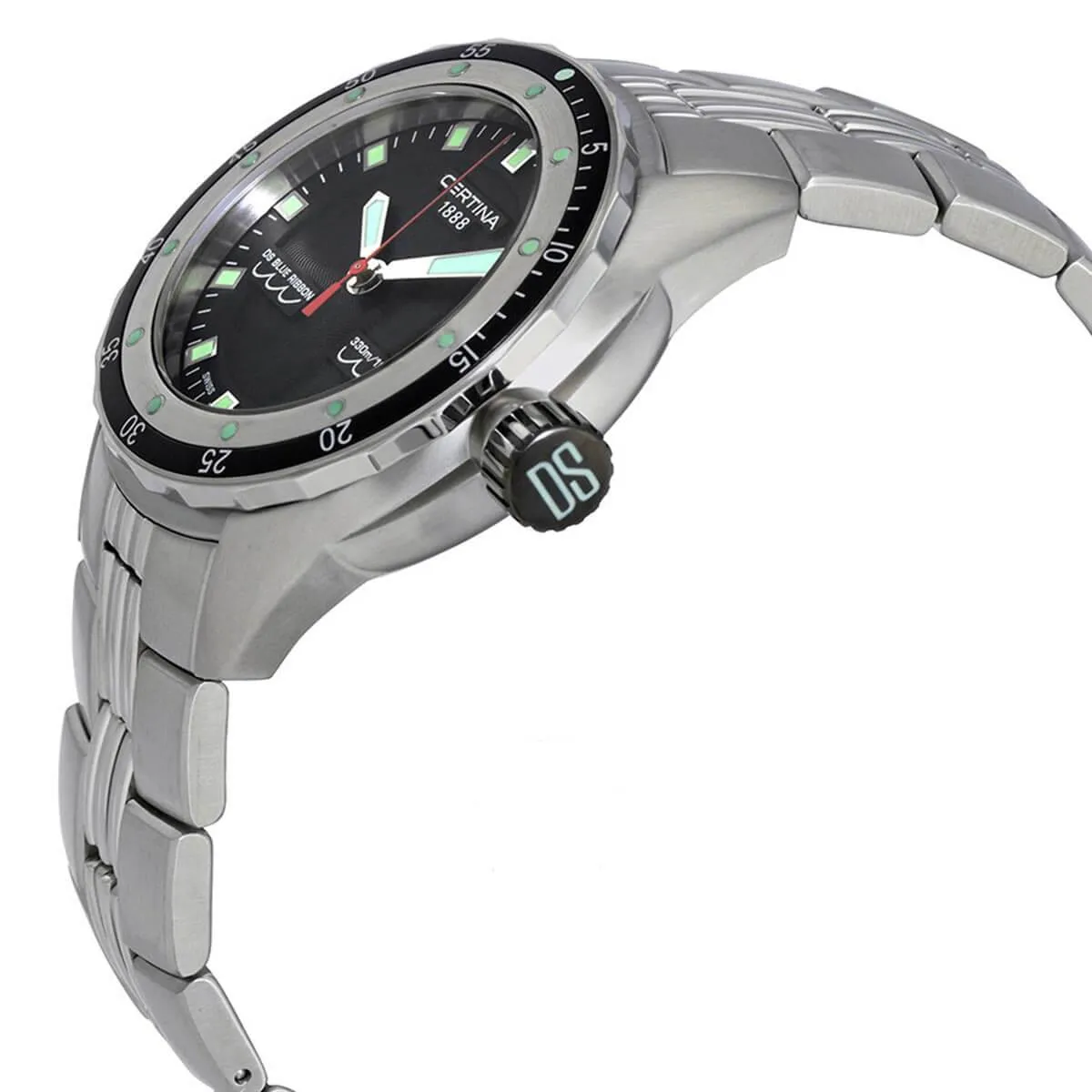 Certina Men's Quartz Watch - DS Blue Ribbon Black Dial Bracelet | C007.410.11.051.00