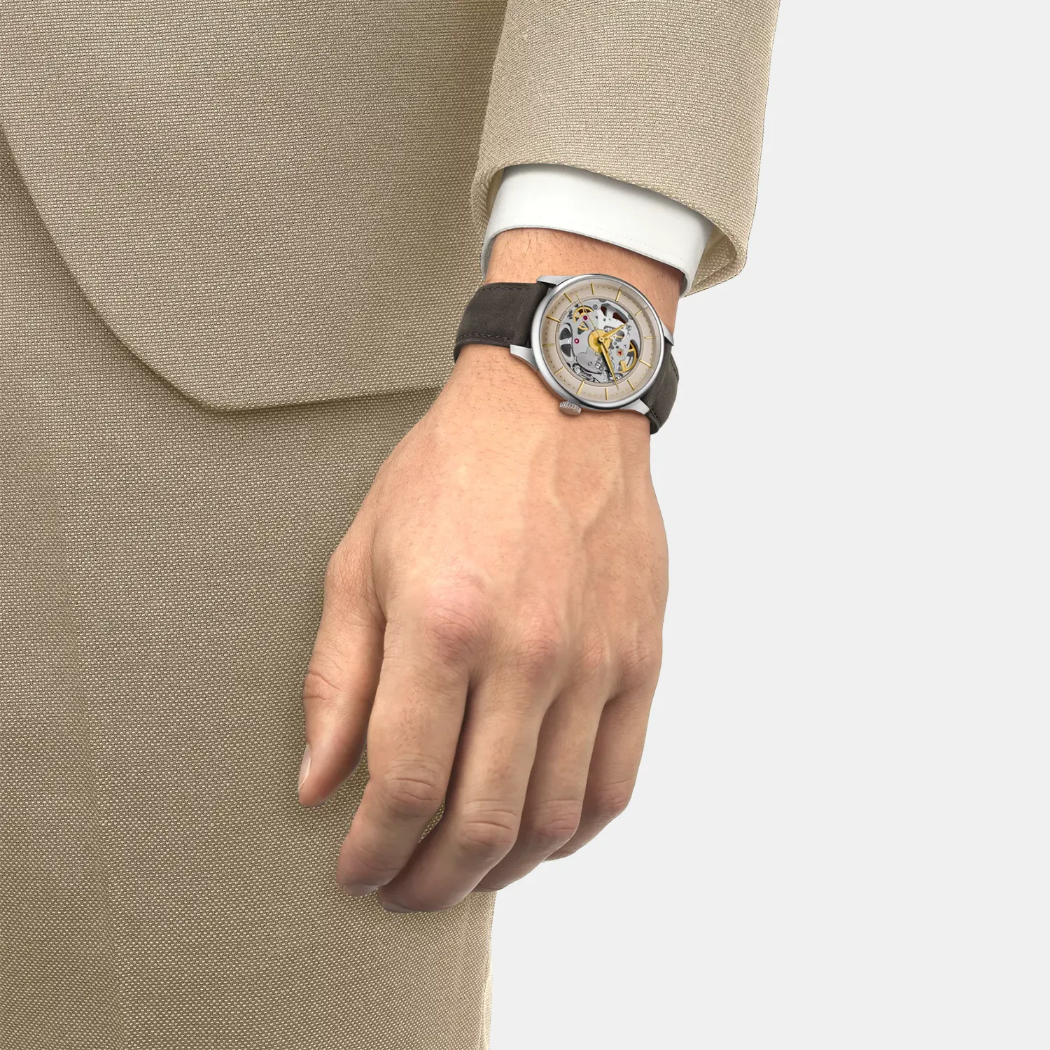 Chemin Des Tourelles T-Classic Unisex Analog Ivory Dial Automatic Leather Watch T1398361626100