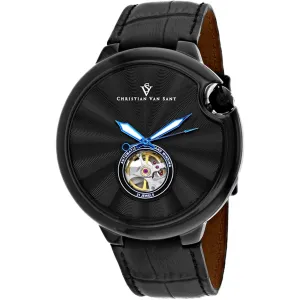 Christian Van Sant Men's Watch - Cyclone Automatic Black Dial Leather Strap | CV0145