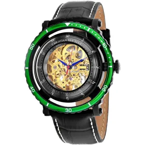 Christian Van Sant Men's Watch - Dome Automatic Gold Dial Leather Strap | CV0745