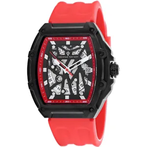 Christian Van Sant Men's Watch - Odyssey Black Skeleton Dial Rubber Strap | CV6197