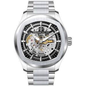 Christian Van Sant Men's Watch - Romeo Automatic Black Dial Silver Bracelet | CV9504
