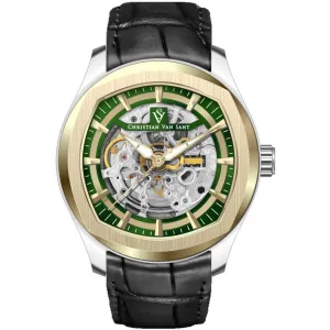 Christian Van Sant Men's Watch - Romeo Automatic Green Dial Leather Strap | CV9503