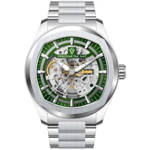 Christian Van Sant Men's Watch - Romeo Automatic Green Dial Silver Bracelet | CV9507