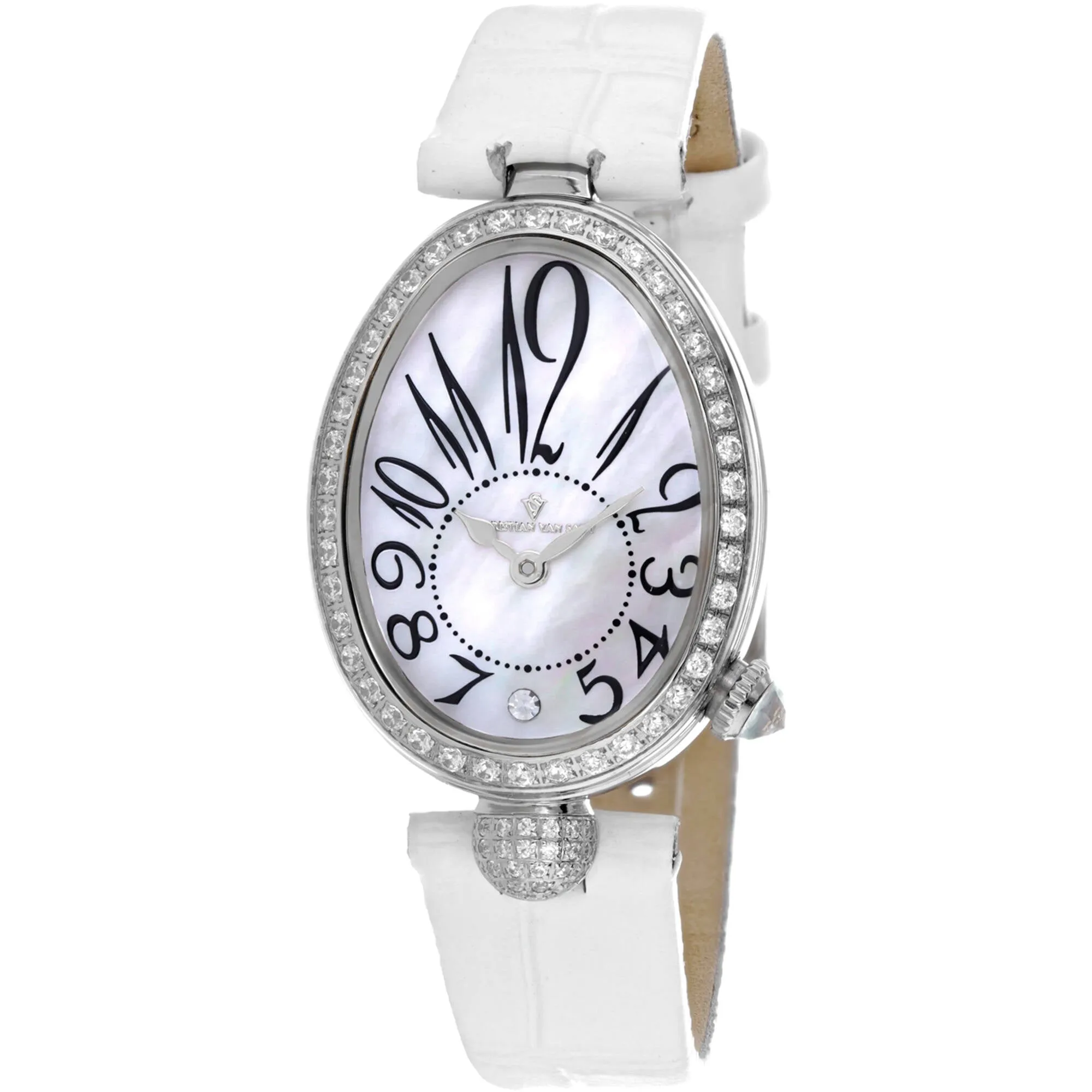 Christian Van Sant Women's Watch - Florentine Quartz White Leather Strap | CV4291