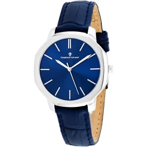 Christian Van Sant Women's Watch - Octave Slim Quartz Blue Leather Strap | CV0502