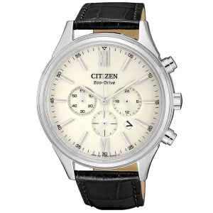Citizen CA4410-17A Men's Eco-Drive Chrono Cream Dial Strap Watch