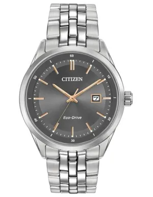 Citizen Eco-Drive Mens Watch - Grey Dial - Date - 100m - Stainless Bracelet