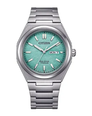Citizen Eco-Drive Zenshin Three-hand Green Dial Stainless Steel Watch AW0130-85M