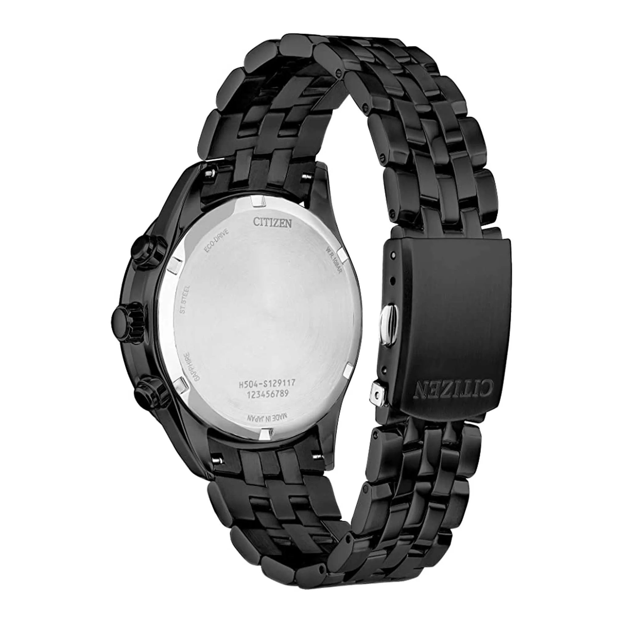 Citizen Men's Chrono Watch - Eco-Drive Black Stainless Steel Bracelet | AT2145-86E