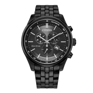 Citizen Men's Chrono Watch - Eco-Drive Black Stainless Steel Bracelet | AT2145-86E