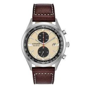 Citizen Men's Chronograph Watch - Chandler Black & Beige Dial | CA7020-07A