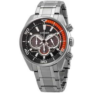 Citizen Men's Chronograph Watch - Chandler Eco-Drive Black Dial Bracelet | CA4330-57E