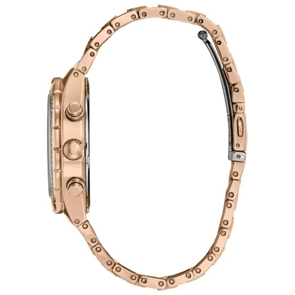 Citizen Men's Chronograph Watch - Crystal Black Dial Rose Gold Bracelet | CA0753-55E