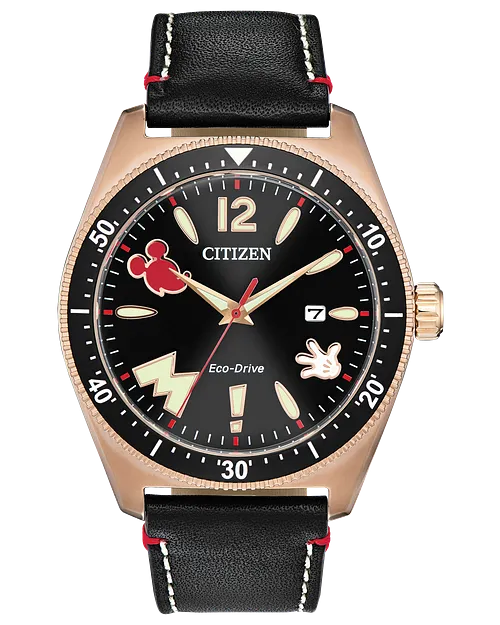 CITIZEN Mens Eco-Drive Ring Mickey Sport Disney Classic Mickey Mouse & Friends AW1596-08W