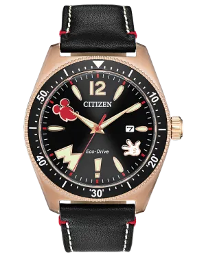 CITIZEN Mens Eco-Drive Ring Mickey Sport Disney Classic Mickey Mouse & Friends AW1596-08W
