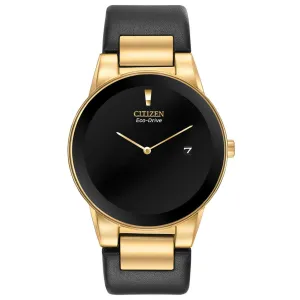 Citizen Men's Eco Drive Watch - Axiom Black Dial Leather Strap | AU1062-05E