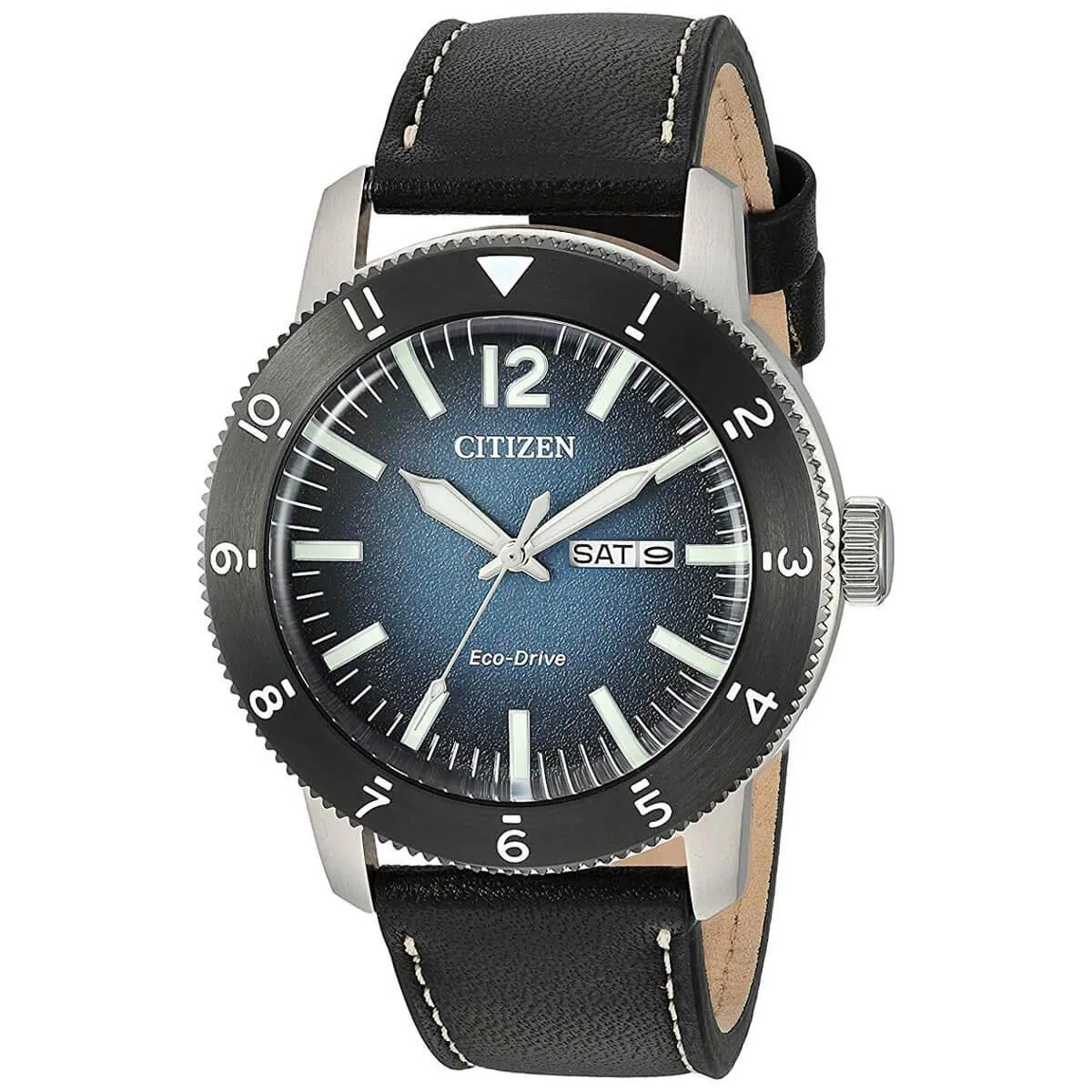 Citizen Men's Eco Drive Watch - Brycen Orange Dial Leather Strap | AW0076-03X