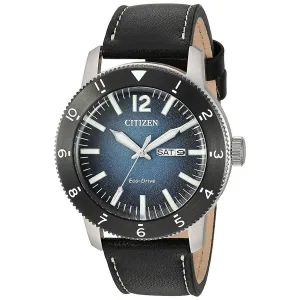 Citizen Men's Eco Drive Watch - Brycen Orange Dial Leather Strap | AW0076-03X