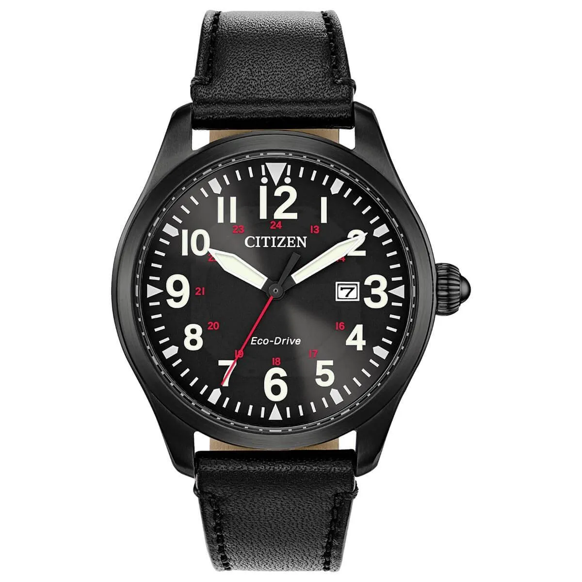 Citizen Men's Eco Drive Watch - Chandler Black Dial Leather Strap | BM6835-15E