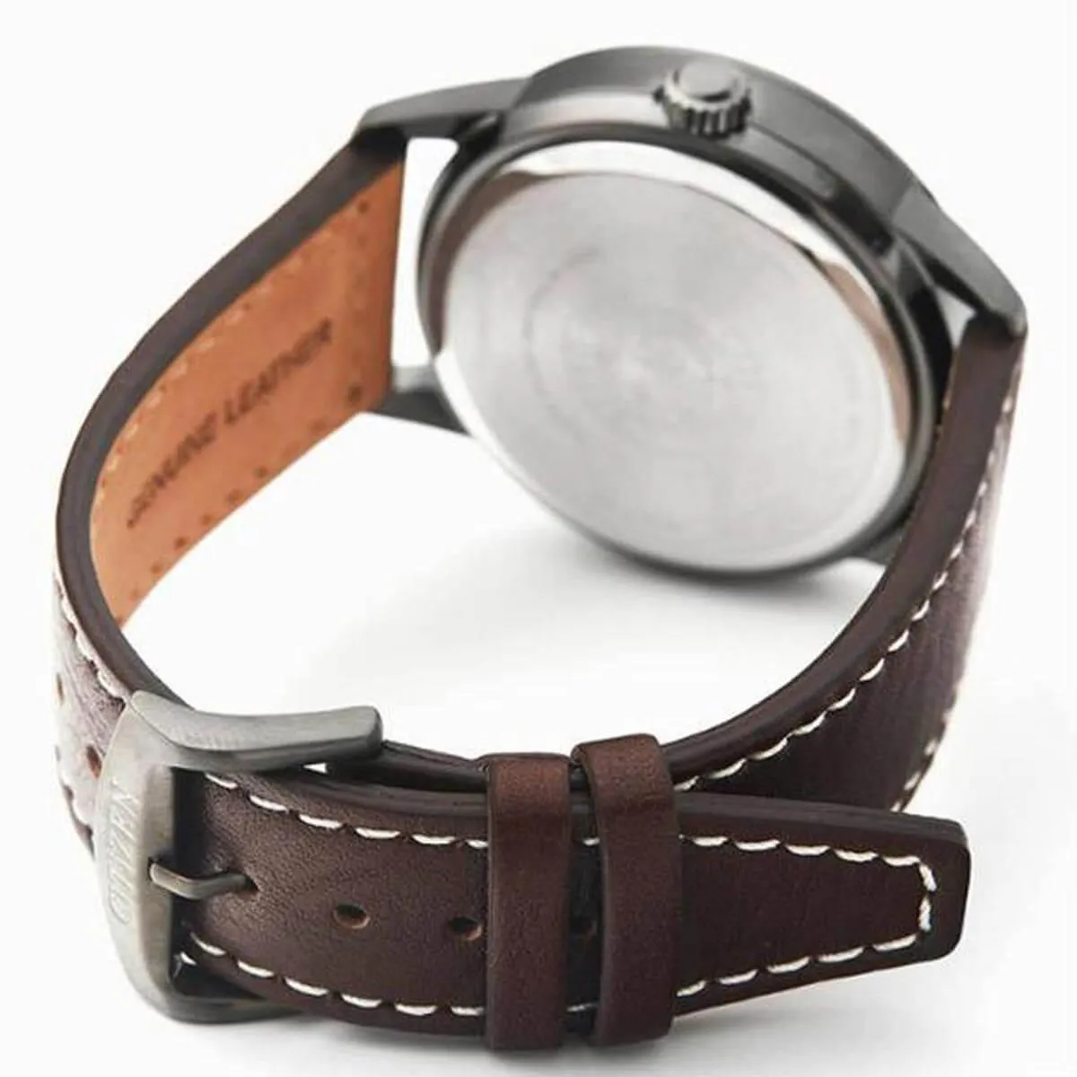 Citizen Men's Eco-Drive Watch - Chrono Black Dial Brown Leather Strap | BU3027-16E