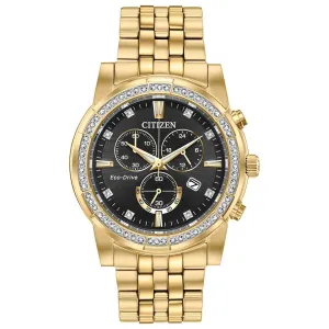 Citizen Men's Eco Drive Watch - Corso Black and Gold Tone Dial Bracelet | AT2452-52E