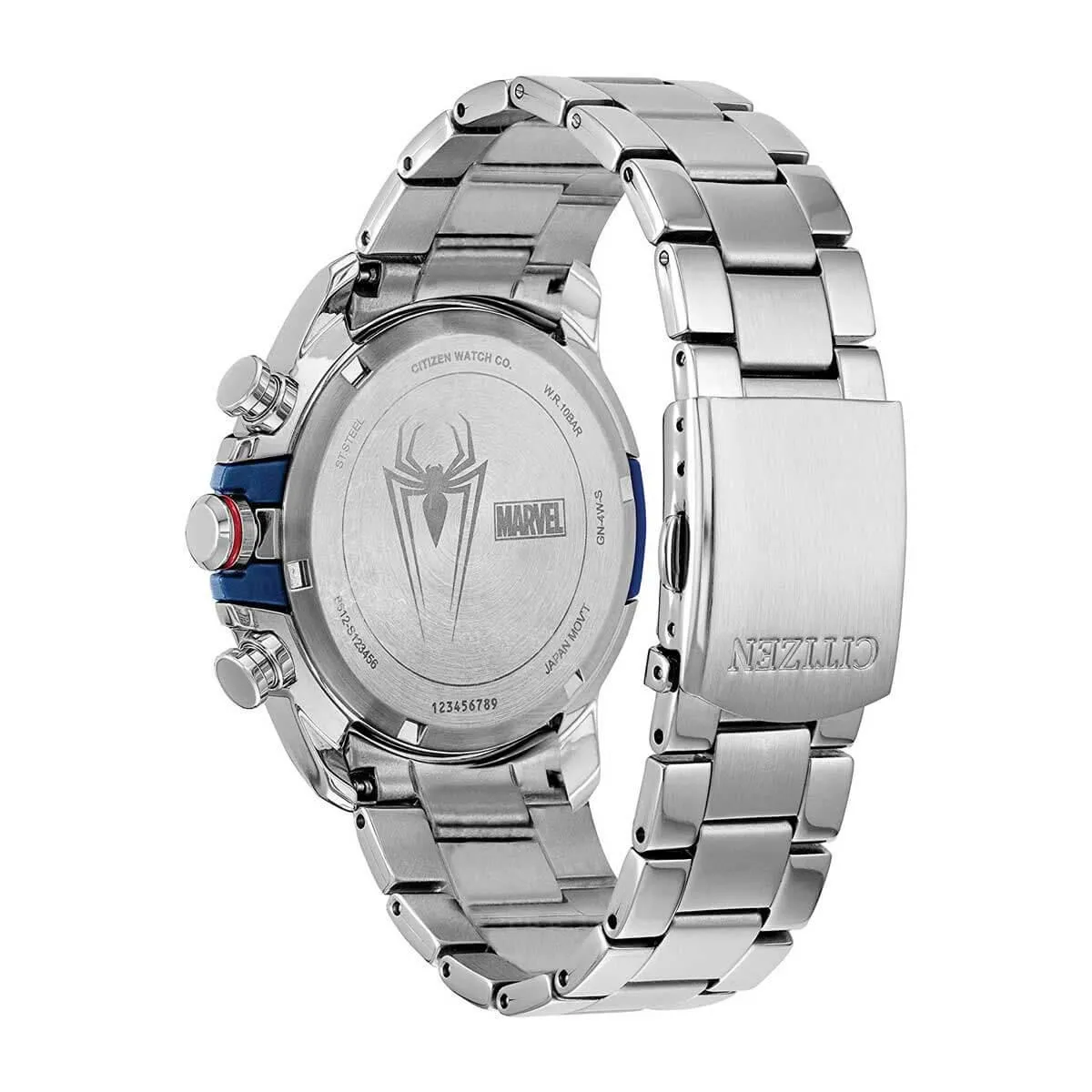 Citizen Men's Eco Drive Watch - Spider-Man Blue Dial Silver Tone Bracelet | CA0429-53W
