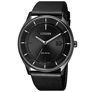 Citizen Men's Strap Watch - Eco-Drive Power Reserve Black Dial Leather | BM7405-19E