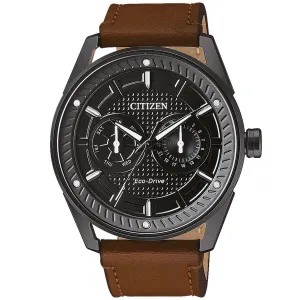 Citizen Men's Strap Watch - Eco-Drive Power Reserve Brown Leather | BU4028-18E