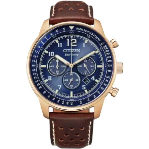 Citizen Men's Watch - Chronograph Power reserve Blue Dial Leather Strap | CA4503-18L