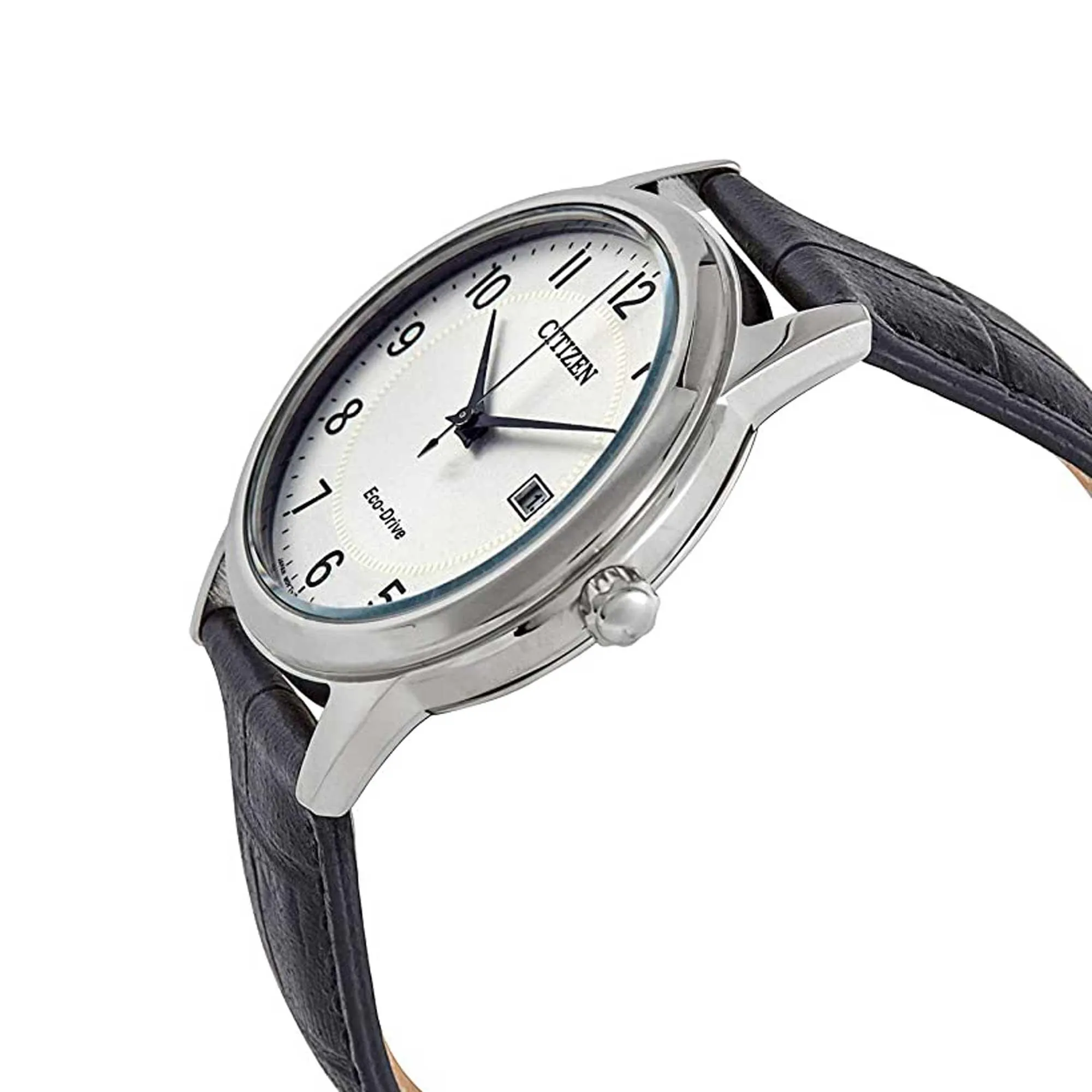 Citizen Men's Watch - Corso Eco-Drive Silver Dial Black Leather Strap | AW1231-07A