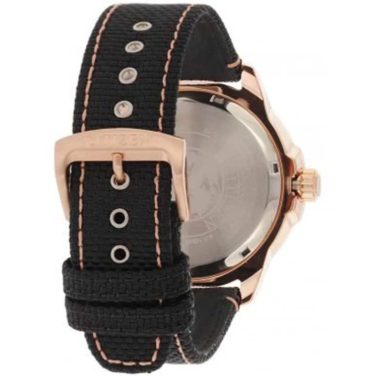 Citizen Men's Watch - Eco-Drive Black Dial Rose Gold Case Nylon Strap | AW1523-01E