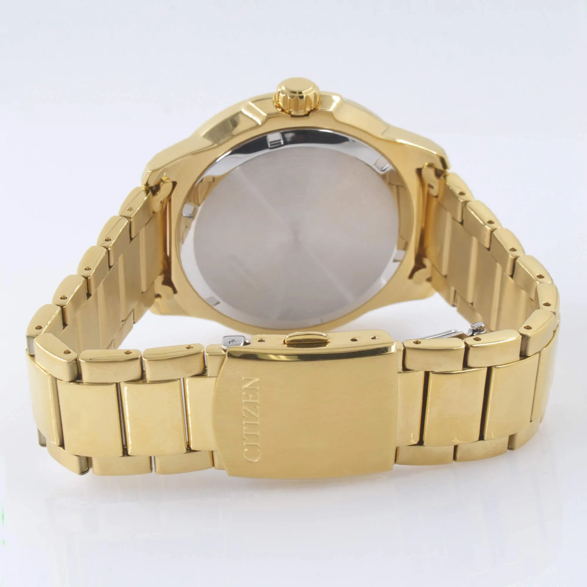 Citizen Men's Watch - Eco-Drive Black Dial Yellow Gold Steel Bracelet | AW1702-88E