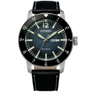 Citizen Men's Watch - Eco-Drive Blue Dial Black Strap Power Reserve | AW0077-19L